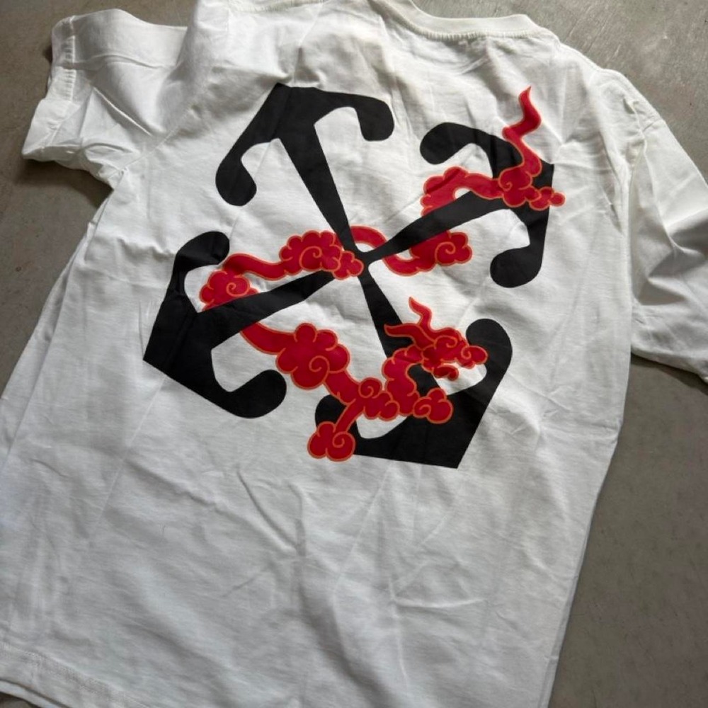 Off-White Mens Graphic T-Shirt White Black Red Arrows XL